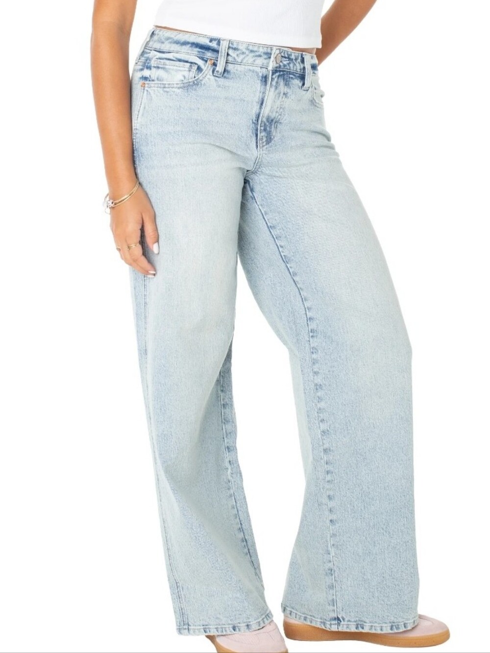 Celebrity Pink Women's and Women's Plus Baggy Wide Leg Jeans,